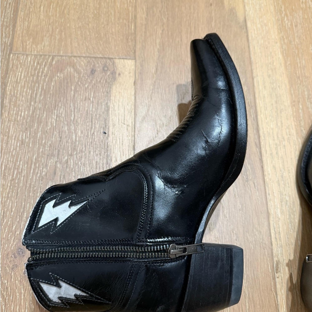Thunderbolt Black Ankle Cowboy Boots - Picture 2 of 8